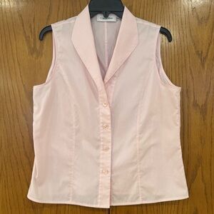 Calvin Klein Light Pink Sleeveless Women's 12 (L/XL) Shirt Blouse 100% Cotton